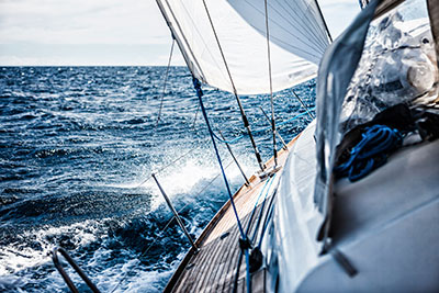 Boat sailing through water