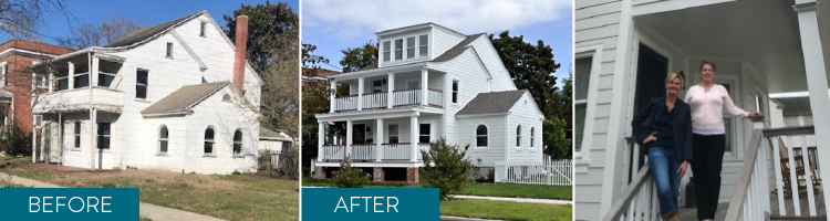 before and after photos of home renovation financed by Severn Savings Bank